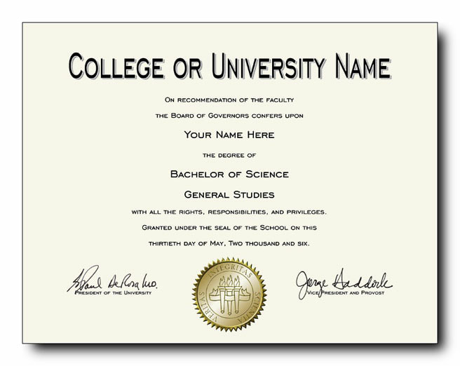 Fake College Diploma template #3