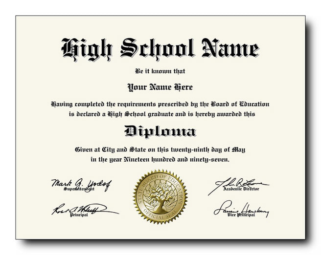 Fake High School Diploma template #1-4