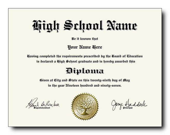 Fake High School Diploma template #1